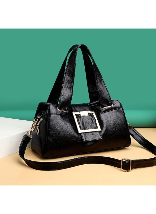 Yogodlns Yogodlns Women High Capacity PU Leather Handbags Vintage Solid Color Top-Handle Crossbody Shoulder Bags