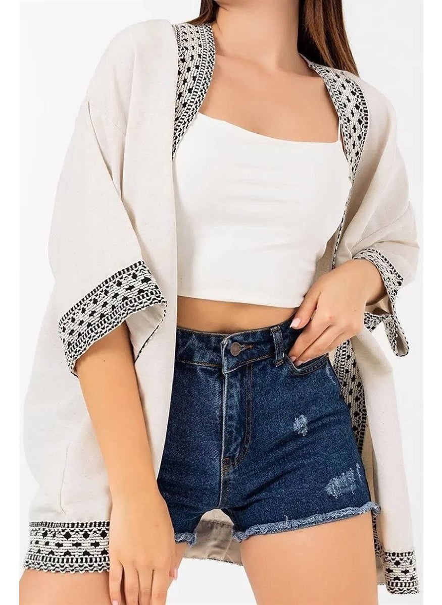 Garmoda Kimono Embroidered Kimono Linen Kimono Indian Kimono New Season Kimono Kaftan  - Image 1