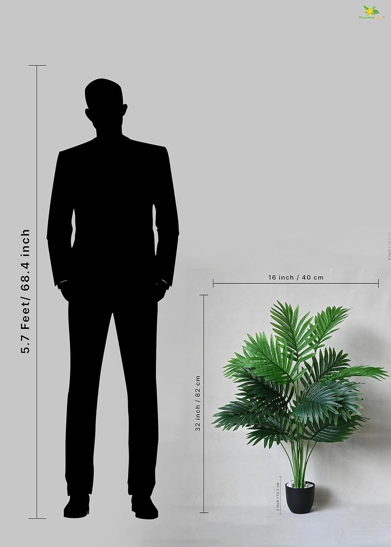 Blooming Floret Artificial Areca Palm for Home DecorOffice DecorGifting Big Ornamental Plant with Basic Black Pot 18 Leaves 82 cm Tall Natural Looking Indoor Plant - Image 5