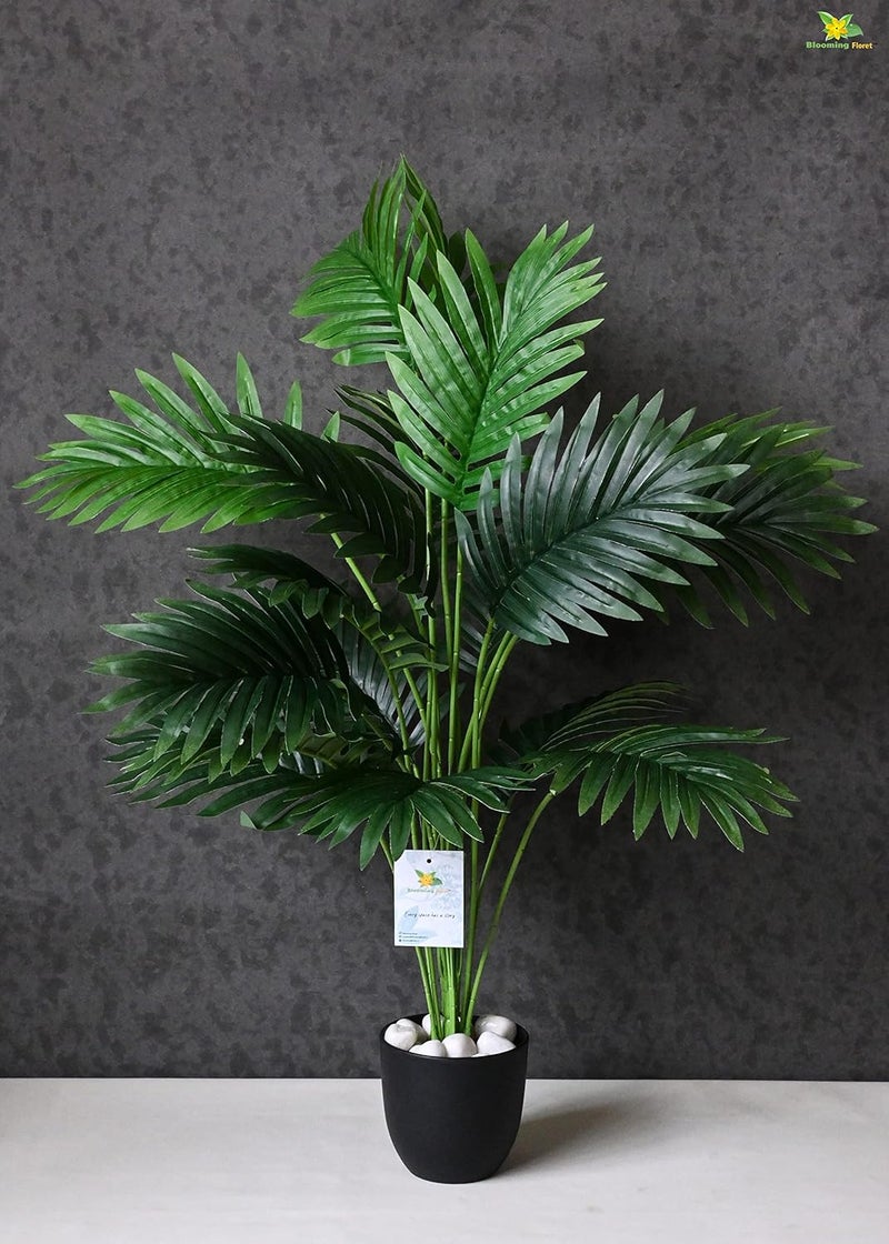 Blooming Floret Artificial Areca Palm for Home DecorOffice DecorGifting Big Ornamental Plant with Basic Black Pot 18 Leaves 82 cm Tall Natural Looking Indoor Plant - Image 1