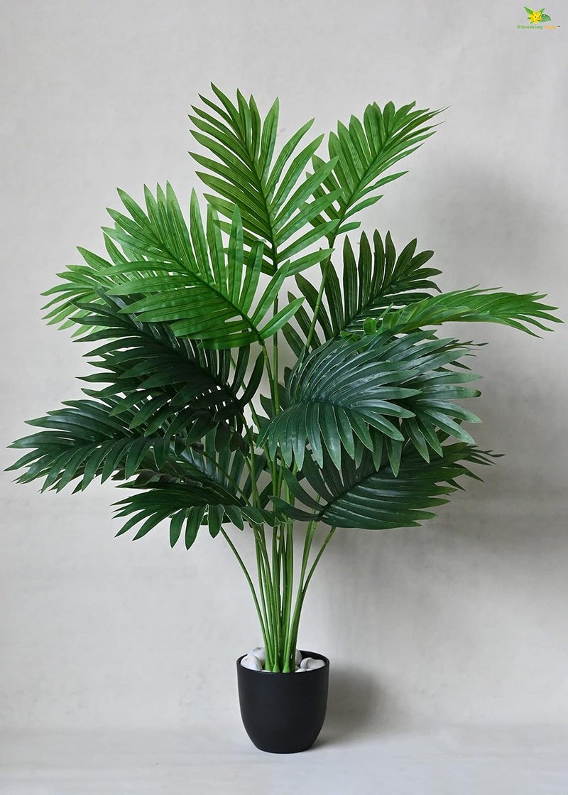 Blooming Floret Artificial Areca Palm for Home DecorOffice DecorGifting Big Ornamental Plant with Basic Black Pot 18 Leaves 82 cm Tall Natural Looking Indoor Plant - Image 3