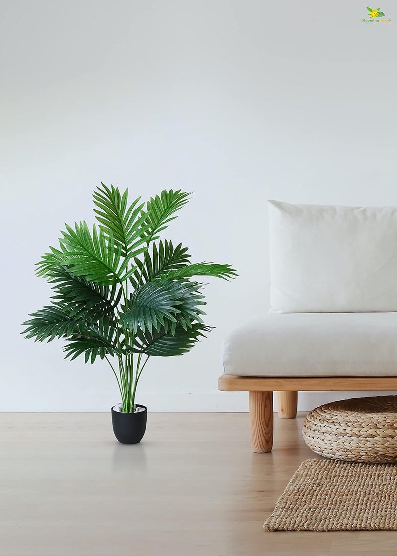 Blooming Floret Artificial Areca Palm for Home DecorOffice DecorGifting Big Ornamental Plant with Basic Black Pot 18 Leaves 82 cm Tall Natural Looking Indoor Plant - Image 2