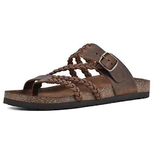 WHITE MOUNTAIN Women's Hayleigh Footbed Sandal, Brown/Leather, 9 M - Image 1