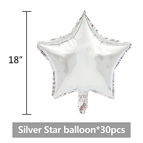 BEISHIDA 30 Pcs 18 Silver Star Balloons Foil Balloons Mylar Balloons for Birthday PartyWeddingValentines Day engagement partyChristmasBaby Shower Backdrops Decorations - Image 5