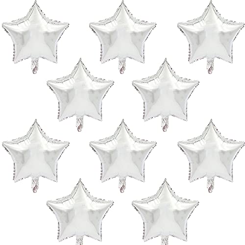 BEISHIDA 30 Pcs 18 Silver Star Balloons Foil Balloons Mylar Balloons for Birthday PartyWeddingValentines Day engagement partyChristmasBaby Shower Backdrops Decorations - Image 1