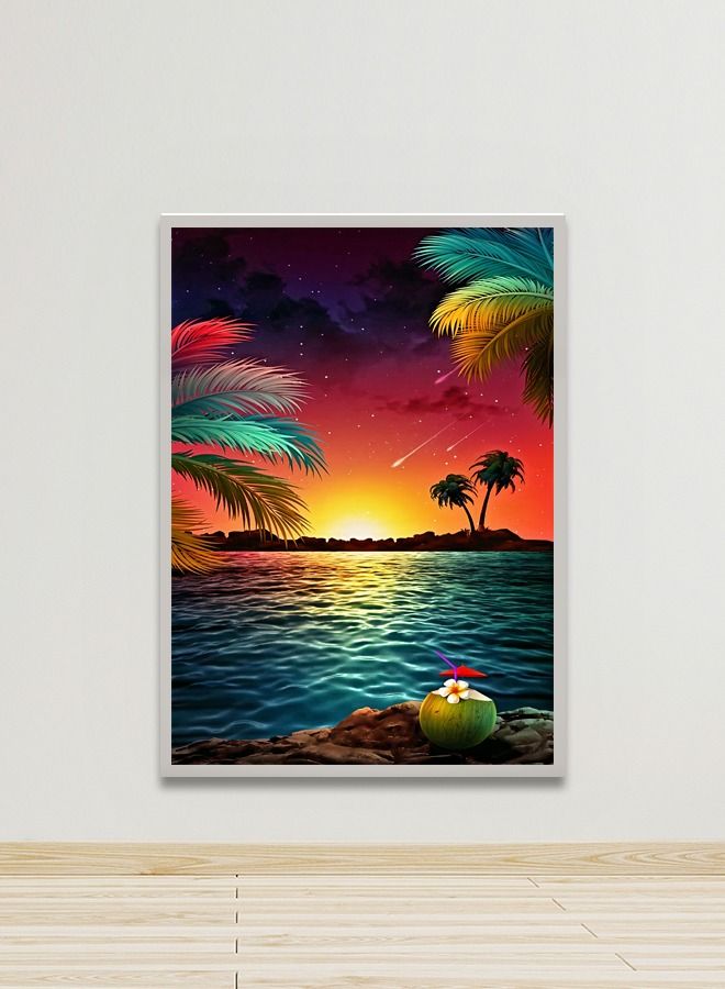 Marktna Canvas Wall Art For Wall Decoration, Nature Design, With A Hollow Silver Frame, Size (120x80),One Piece - Image 1