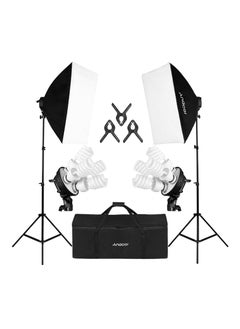 Andoer Studio Photography Lighting Kit with 2pcs 50*70cm Softbox 2pcs 4in1 Bulb Socket 8pcs 45W Light Bulb 2pcs Light Stand 3pcs Fish-like Mount Clip 1 Carrying Bag -UK Plug