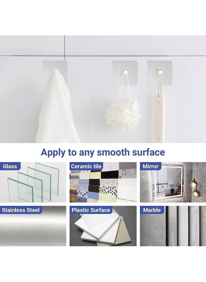 Adhesive Hooks Heavy Duty, 20Pcs Wall Hooks for Hanging, Wall Hangers without Nails, 2 in 1 Screw Free Sticker for Wall Mount Shelf, Waterproof Rustproof Wall Hook for Bathroom Bedroom Picture Hanger - Image 3