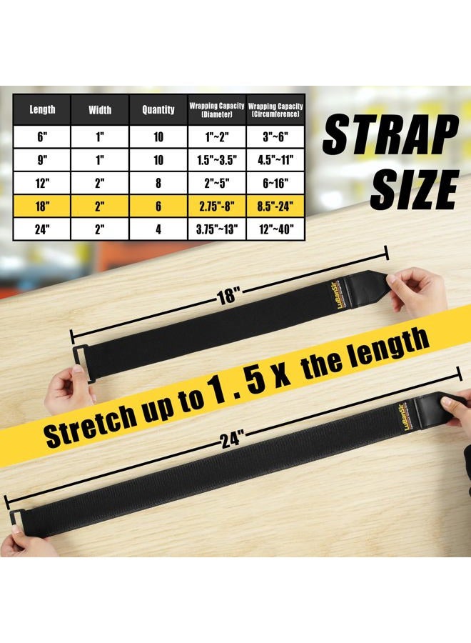 LuBanSir Cinch Straps - 2" x 18" (12 Pack) Elastic Hook and Loop Storage Straps with Buckle for Bicycle, Truck, Boat and More for Extension Cords, Ropes, Hoses Organization - Image 5