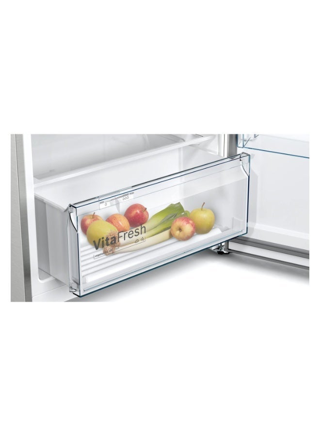 BOSCH 365L Gross / 328L Net, Fridge Freezer with Freezer at Top, 178 x 70 cm, Total No Frost, VitaFresh, LED Light 120 W KDN43NLE0M silver - Image 2