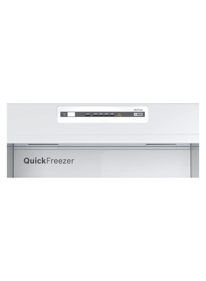 BOSCH 365L Gross / 328L Net, Fridge Freezer with Freezer at Top, 178 x 70 cm, Total No Frost, VitaFresh, LED Light 120 W KDN43NLE0M silver - Image 3