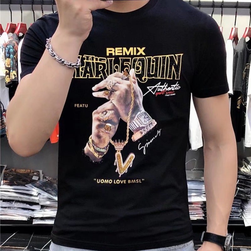 Summer 2022 Short-Sleeved T-Shirt Men'S Slim-Fit Half-Sleeve Trendy Personalized Casual Spirit Guy Online Celebrity Half-Sleeve - Image 4