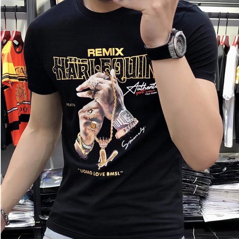 Summer 2022 Short-Sleeved T-Shirt Men'S Slim-Fit Half-Sleeve Trendy Personalized Casual Spirit Guy Online Celebrity Half-Sleeve - Image 5