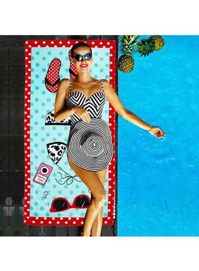 NIBEMINENT Microfiber Beach Towel Blue/Red/Black 70X140cm - Image 2