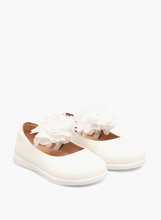 بيرفيت حذاء ماري جين بناتي بزخارف زهور وشريط مطاطي