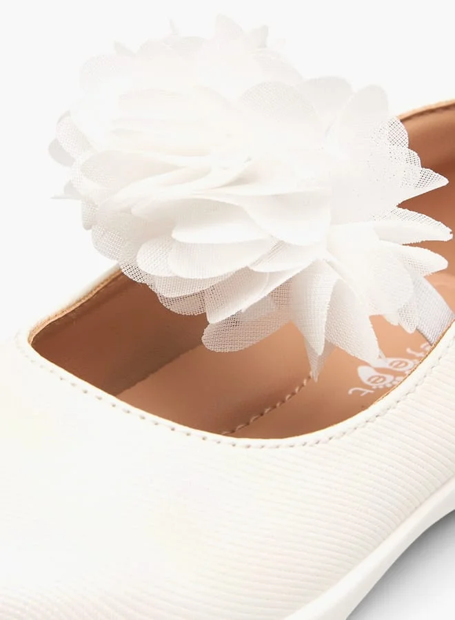 Barefeet Girls Floral Accent Mary Jane Shoes With Elasticated Strap