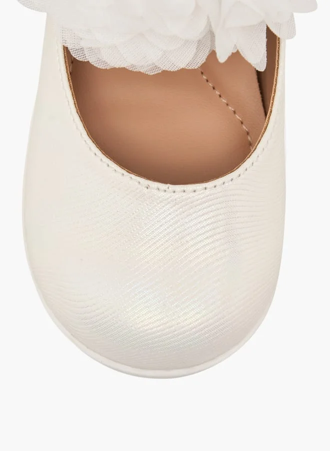 Barefeet Girls Floral Accent Mary Jane Shoes With Elasticated Strap