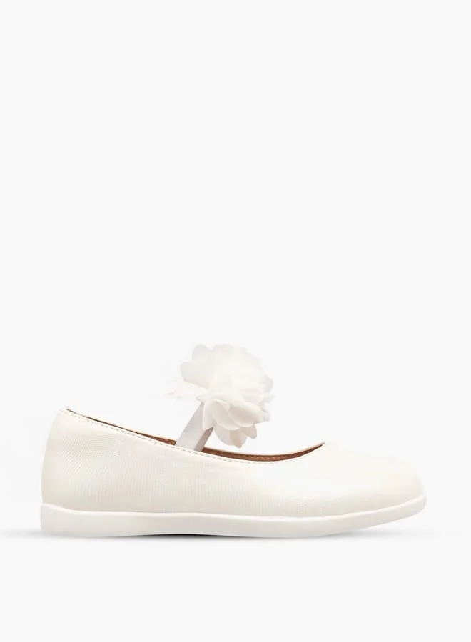Barefeet Girls Floral Accent Mary Jane Shoes With Elasticated Strap