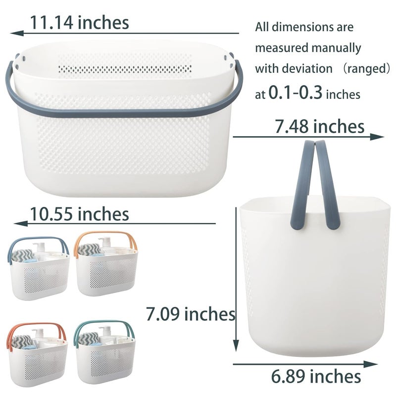 TONSYL Set of 2 Plastic Shower Caddy Basket, Portable Shower Tote Storage Bin with Handles, Drainage Toiletry Organizer for Bathroom, College Dorm, Kitchen,Plastic Basket - Image 2