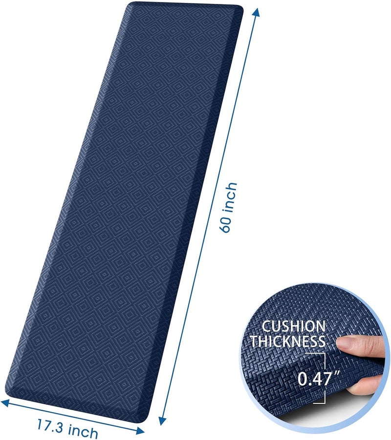 Mattitude Kitchen Mat Cushioned Anti-Fatigue Floor Mat Water Resistant Non-Slip Mats and Rugs Standing and Comfort Desk Mats for House Sink Office Laundry (Blue, 17.3"x60") - Image 2
