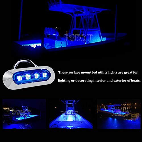 PSEQT 3.8'' Waterproof LED Lights - Courtesy, Interior, Deck, Navigation, Transom, Stern, Cabin Lighting for Pontoon, Fishing Boat, Kayak, Sailboat, Bass Boat - 12V/24V (Blue, 4Pcs) - Image 3