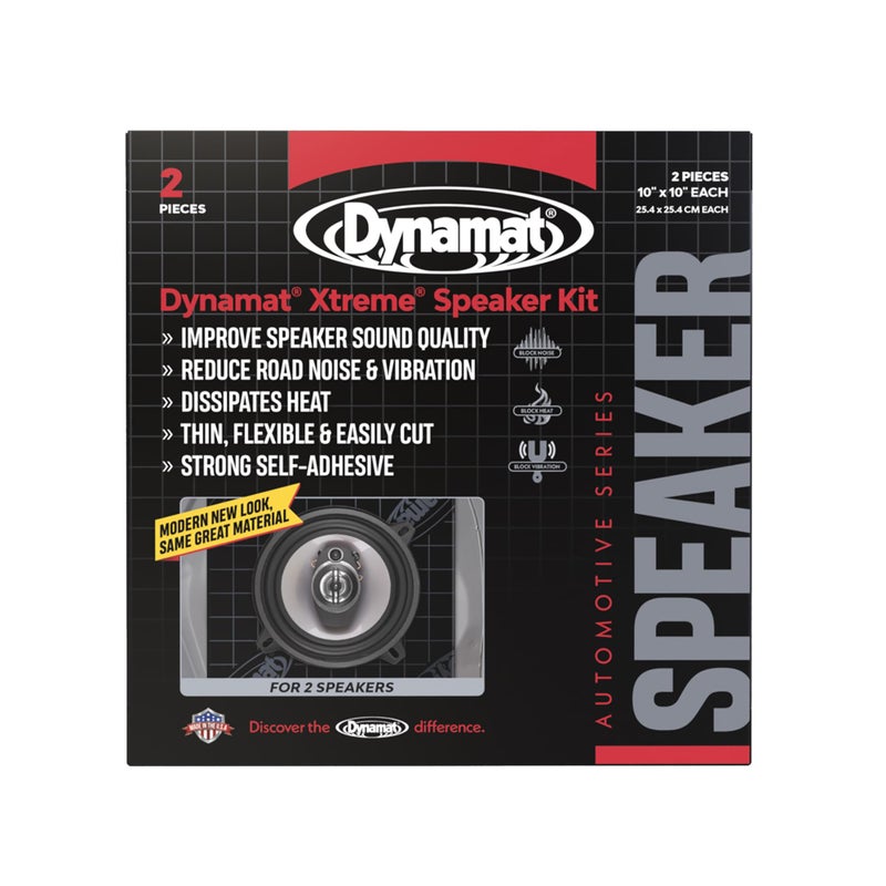 Dynamat Xtreme Sound Deadening Car Insulation Speaker Pack 10415 – Pre Cut Noise Dampening Kit for Audio Speakers – Easy Self Adhesive Install – Made in USA – 2 Sheets 10”x10” Each, 1.4 sq ft total - Image 1