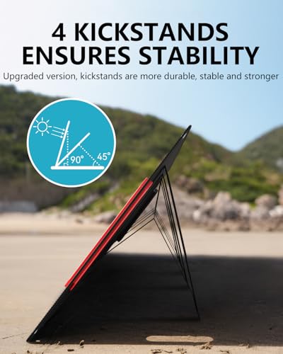 ELECAENTA 200W Portable Solar Panel for Power Station, 25% High Efficiency, Ultra Light with Kickstands, 20V/10A Foldable ETFE Solar Charger for Camping RV Trip Outdoor Home Backup Off Grid - Image 5