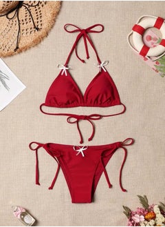 Two-Piece Red Bikini with Premium Korean Butter Lycra Fabric and Built-In Cup - HN 6016