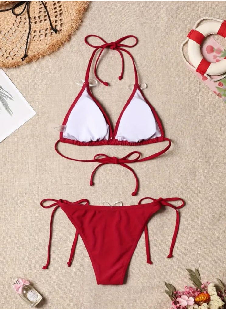 Hanady - Two-Piece Red Bikini with Premium Korean Butter Lycra Fabric and Built-In Cup - HN 6016 - Image 1