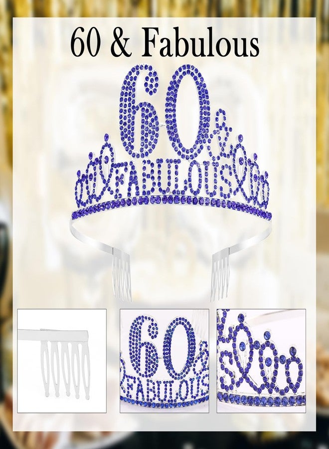 هابدو زينة عيد ميلاد هابدو الملكي الأزرق للسيدات بمناسبة عيد ميلادهن الستين، وشاح وتاج عيد الميلاد الستين، وزينة حفلات رائعة مع تاج ووشاح - Image 5