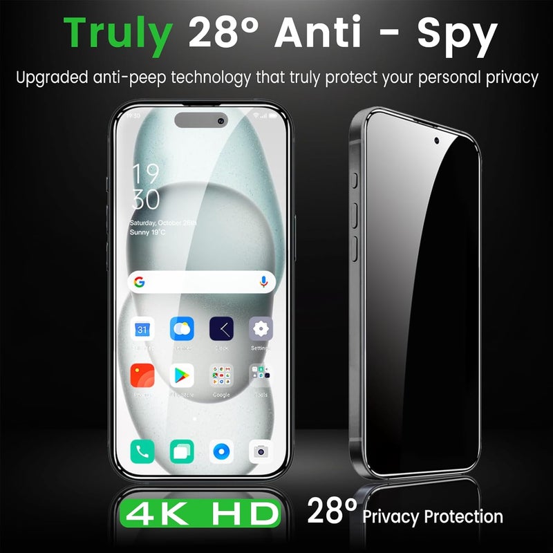 Romkasi 4 Pack Privacy Screen Protector for iPhone 15 Plus 6.7 Inch with 4 Pack Camera Lens Protector, Anti Spy Tempered Glass Film, Anti-Scratch, Touch Sensitive, Case Friendly - Image 3