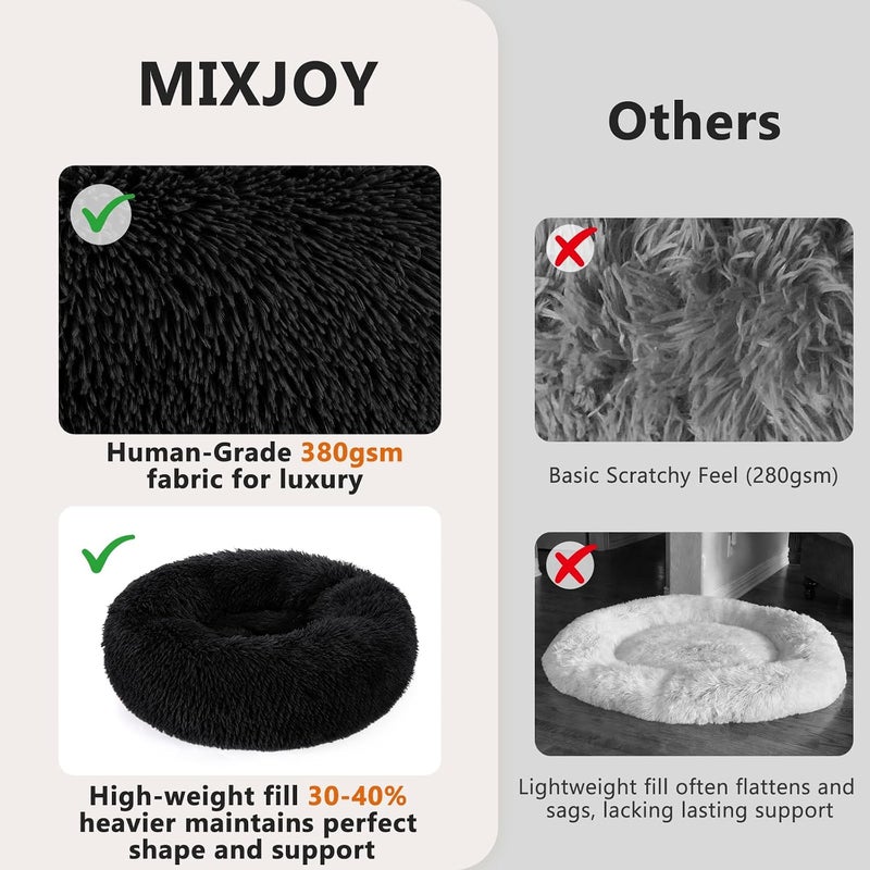 ميكسجوي سرير الكلاب العظمي MIXJOY مريح على شكل دونات دائري فائق النعومة قابل للغسل وسادة للكلاب والقطط (20/23/30 بوصة) (23 بوصة، بني) - Image 4