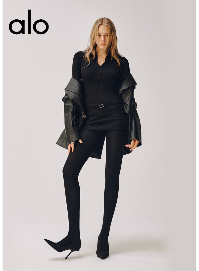 Alo Black Leggings Tights - High-Waisted Design, Stretchy Soft Fabric, Opaque Coverage, Versatile Styling for Workout & Daily Wear - Image 2