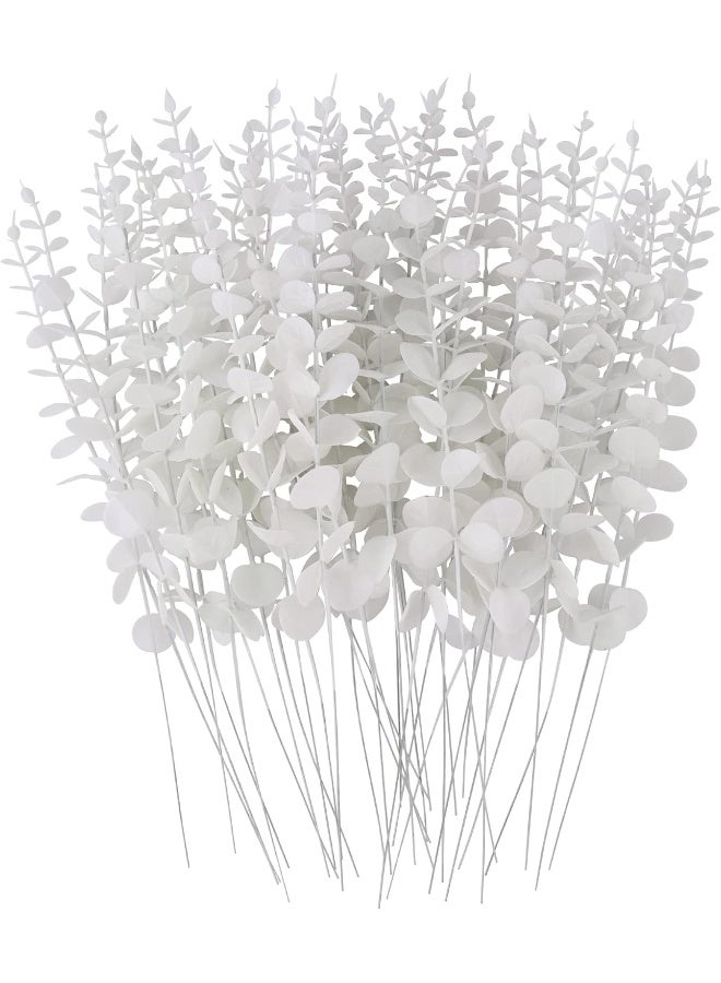 FEQO 36 Pcs White Eucalyptus Stems Artificial Eucalyptus Leaves Decor Eucalyptus Branches Fake Eucalyptus with Fake Leaves 15 inch Faux Eucalyptus Stem for Vase Wedding Bouquet Home - Image 1