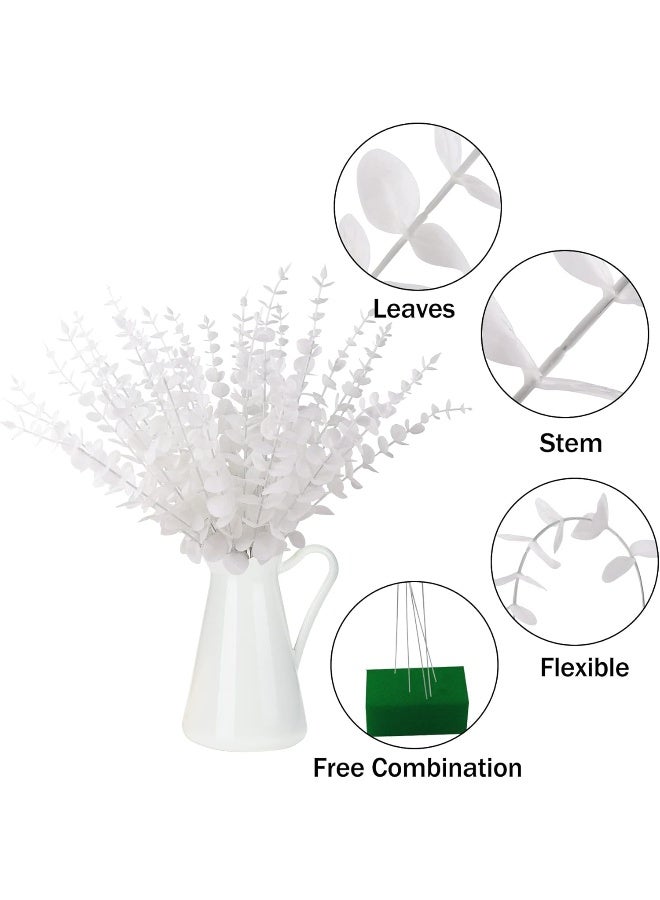 FEQO 36 Pcs White Eucalyptus Stems Artificial Eucalyptus Leaves Decor Eucalyptus Branches Fake Eucalyptus with Fake Leaves 15 inch Faux Eucalyptus Stem for Vase Wedding Bouquet Home - Image 4