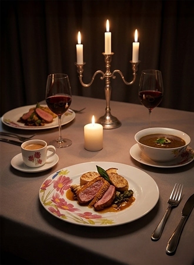 Timmy AB Flower Porcelain Dinnerware Set 20 Pieces | Elegant Floral Design Plates & Bowls | Durable Chip-Resistant Ceramic | Complete Tableware Set for Home & Dining Use - Image 4
