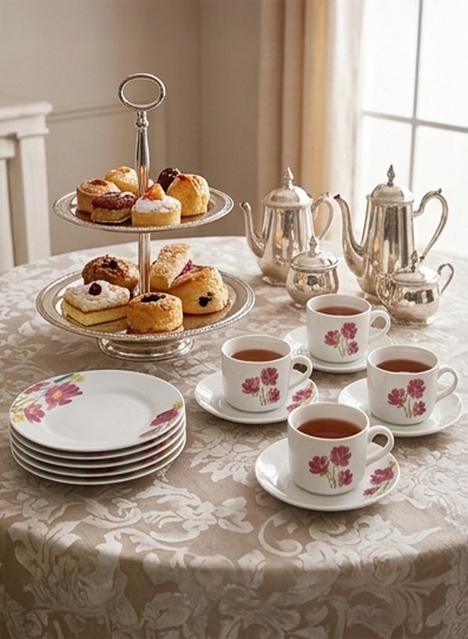 Timmy AB Flower Porcelain Dinnerware Set 20 Pieces | Elegant Floral Design Plates & Bowls | Durable Chip-Resistant Ceramic | Complete Tableware Set for Home & Dining Use - Image 2