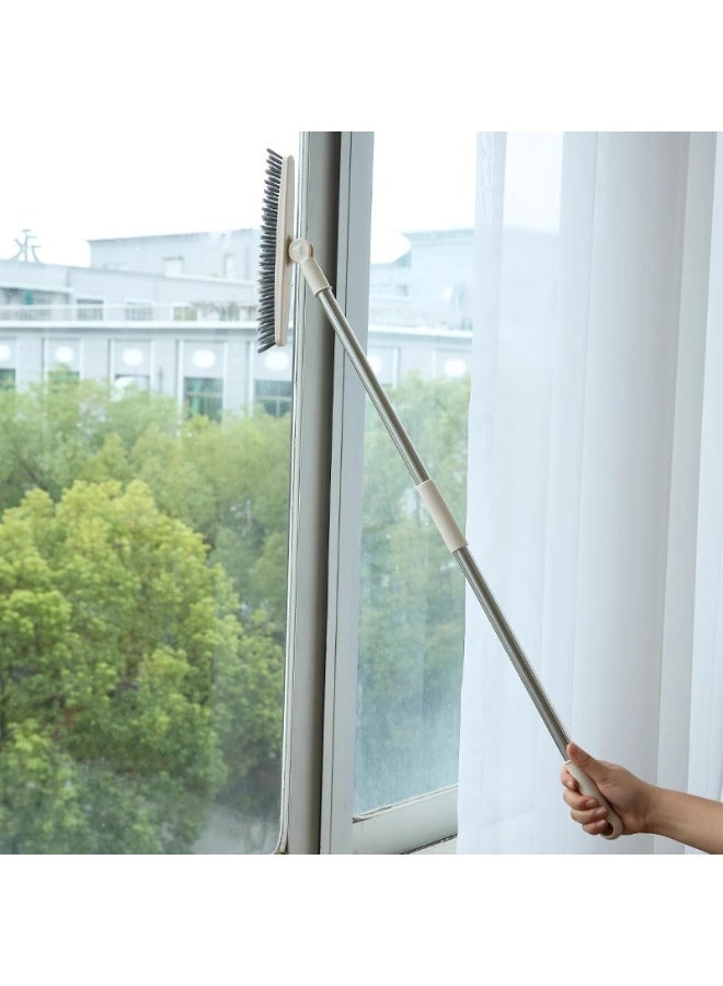 HOMESTAR Long Handle Multi-Functional Floor Brush - Stainless Steel V-Shaped Brush Head With 180° Rotation Detachable Brush Head, Tub And Tile Brush For Cleaning Bathroom,Patio,Kitchen,Wall And Deck With Hang Hole, White, 25*88.5 cm - Image 3