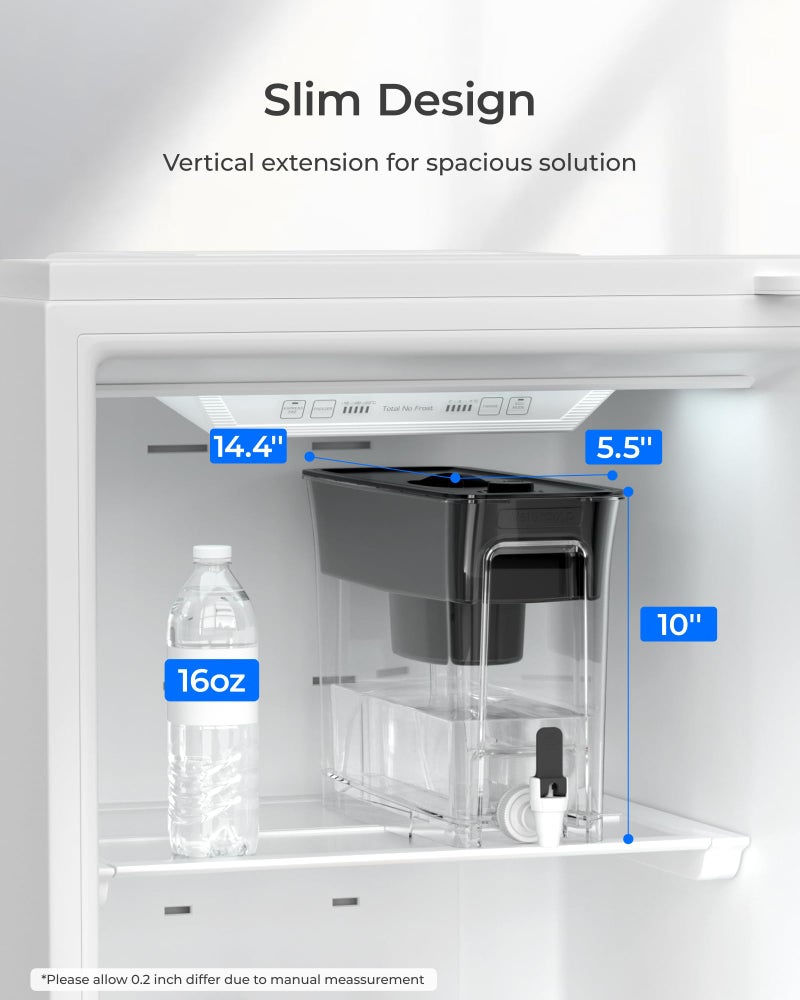 Waterdrop 35-Cup Slim Water Filter Dispenser, Large Capacity, 200-Gallon Long-Life, Faster Filtration, Reduces Chlorine, PFOA/PFOS and More, BPA Free, Black (with 1 Filter) - Image 2