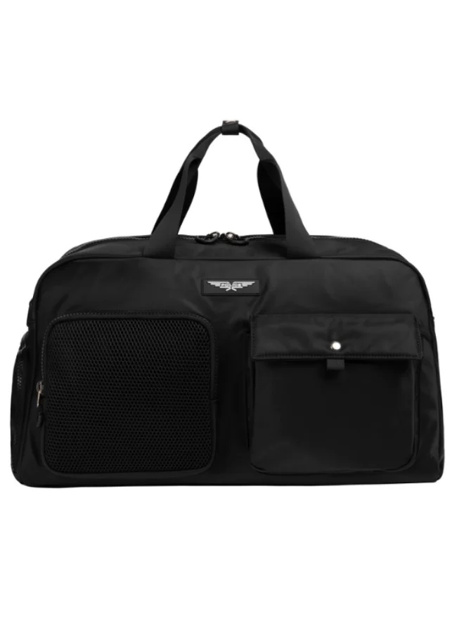Police Men's Lewis Duffle Bag with Spacious Travel Design, 100% Polyester Construction & Rugged Polished Finish – Black