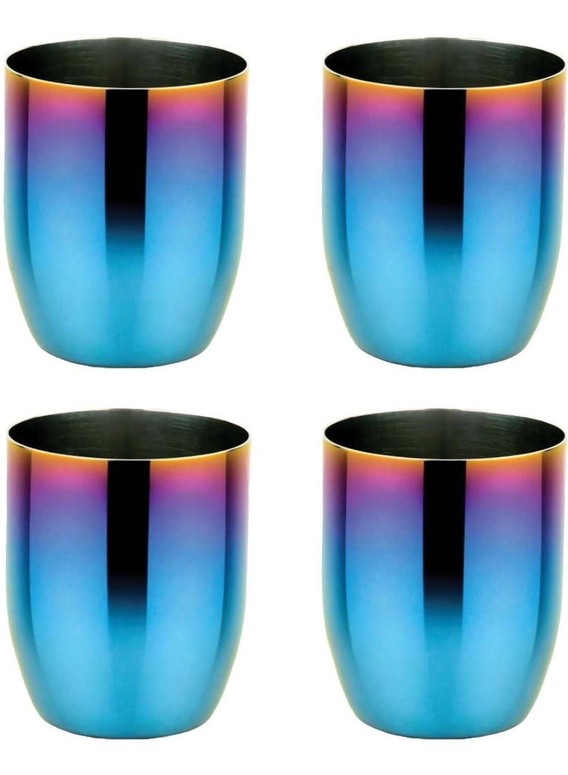 Ahimsa Stainless Steel Kids Cups, Pediatrician Designed, Colorful Toddler Cups for Open Cup Training, 8oz, 100% BPA Free & Dishwasher Safe, Iridescent Blue, Set of 4 - Image 1