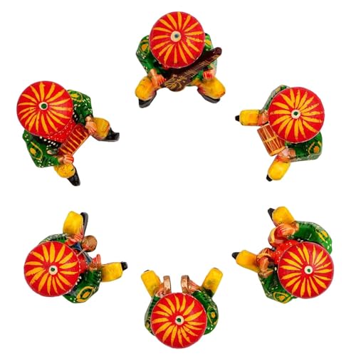 Fine Craft India® Wooden Rajasthani Musician Set | Hand-Painted Bawla Folk Art Showpiece | Home Decor, Gift Item (Set of 6, Multicolour) - Image 5