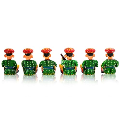 Fine Craft India® Wooden Rajasthani Musician Set | Hand-Painted Bawla Folk Art Showpiece | Home Decor, Gift Item (Set of 6, Multicolour) - Image 4