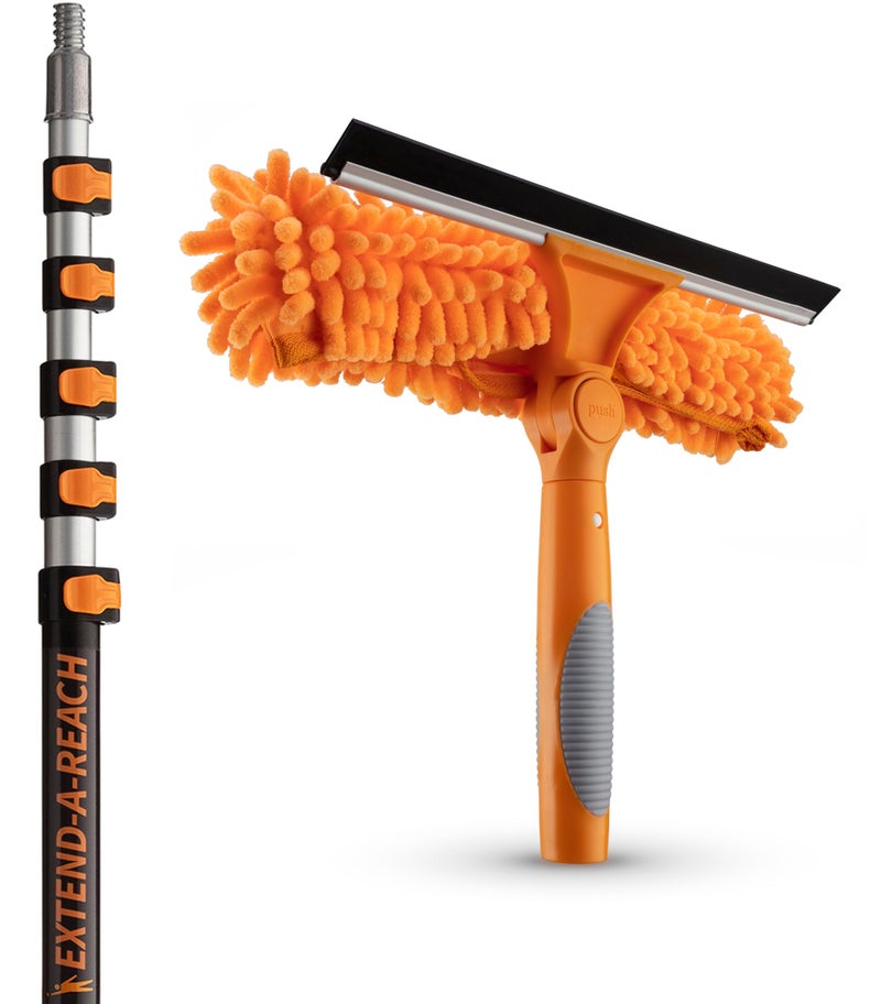 EXTEND-A-REACH 5-24ft Window Washing Kit with Extension Pole (30+ Foot Reach) // Window Cleaning Tool & Window Washer Squeegee with Telescopic Extension Pole // Best Indoor Outdoor Window Washing Equipment - Image 1