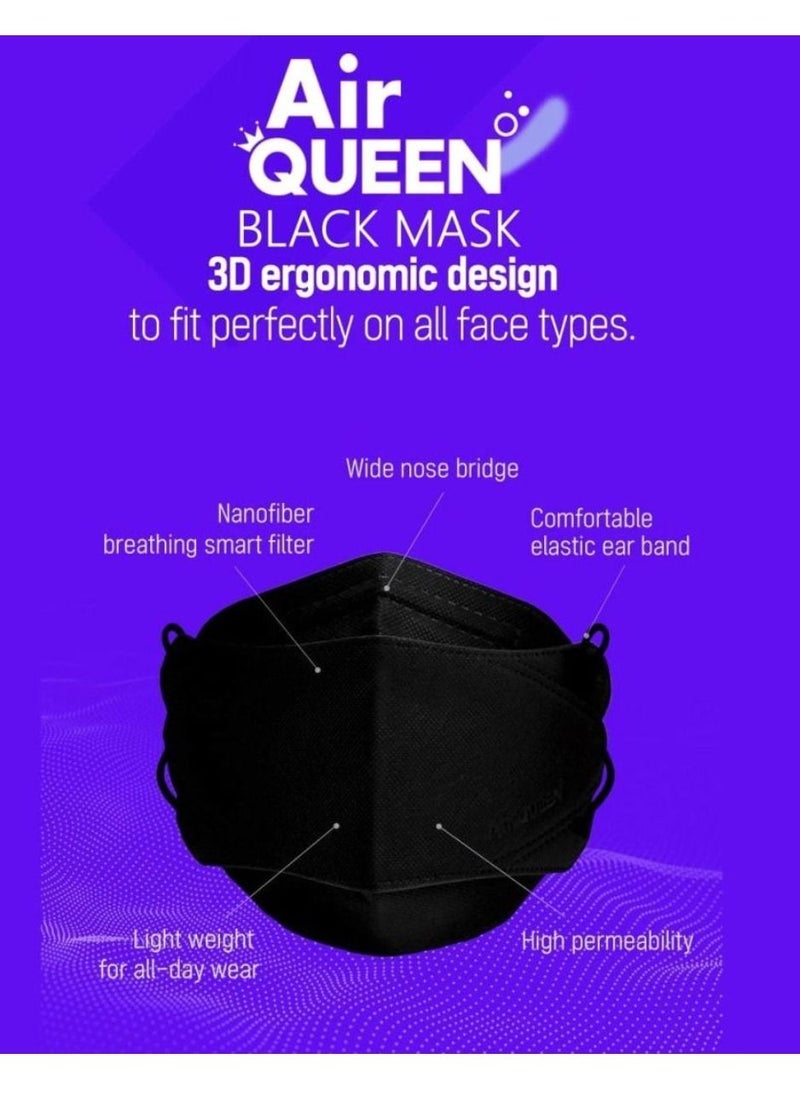 Air QUEEN Pack Of 20 Pieces Nanofiber Filter Face Mask For Adults Face Mask Black  - Image 3