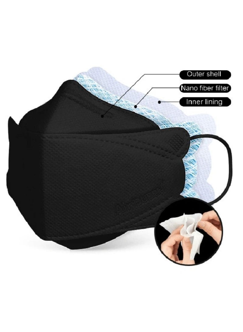 Air QUEEN Pack Of 20 Pieces Nanofiber Filter Face Mask For Adults Face Mask Black  - Image 2