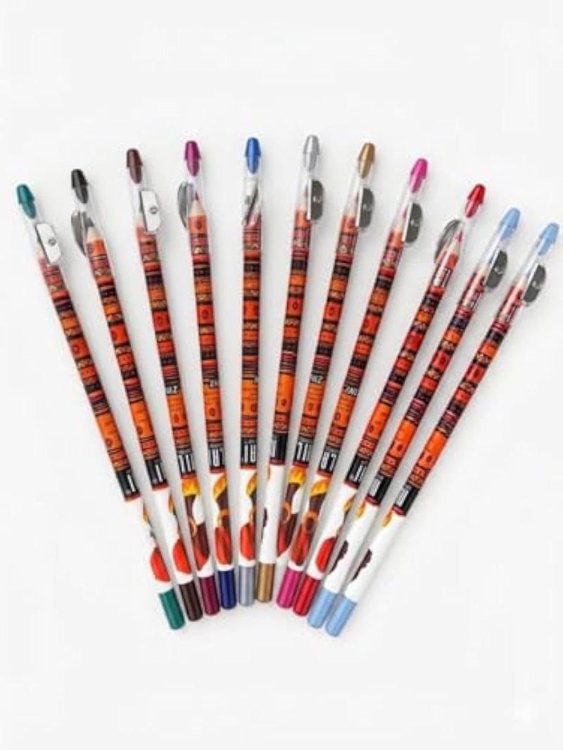 2 in 1 Eyeliner & Lip Pencil 10 Assorted Colors Pencil with Sharpener, Fine Tip - Image 2
