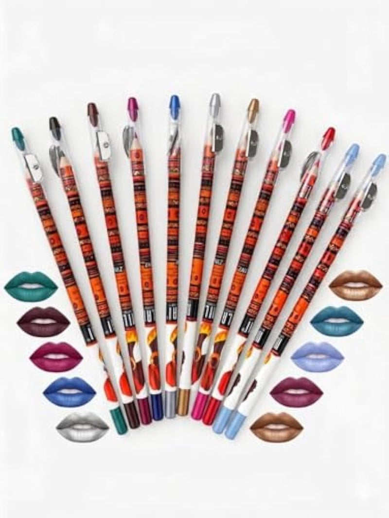 2 in 1 Eyeliner & Lip Pencil 10 Assorted Colors Pencil with Sharpener, Fine Tip - Image 3