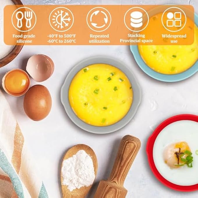 SWIUKPHE Air Fryer Egg Mold Reusable Nonstick Egg Bites Pan Alternative Egg Boiler Mold Cup9Pcs - Image 5