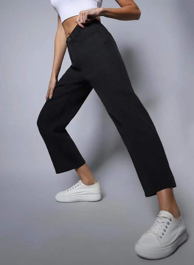 HIGH STAR Women Stretch Dad Fit Heavy Faded Jeans